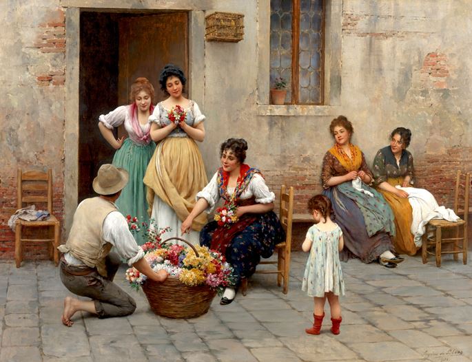 Eugen von Blaas - The Venetian Flower Vendor | MasterArt